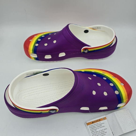NWT Crocs Classic Rainbow Dye Clogs, Men's 10 / Women's 12 ~ Pride Sandals ~ - Picture 9 of 16
